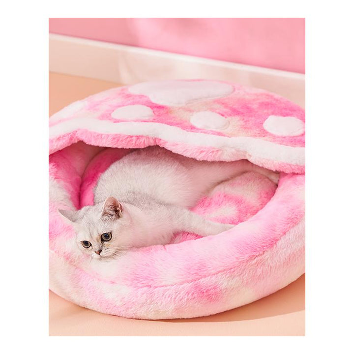 Enclosed Warm Winter Plush Pet Sleeping Bed
