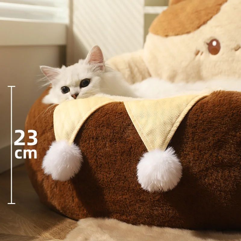 Round Plush Winter Warm Pet Sofa Cushion Nest Bed