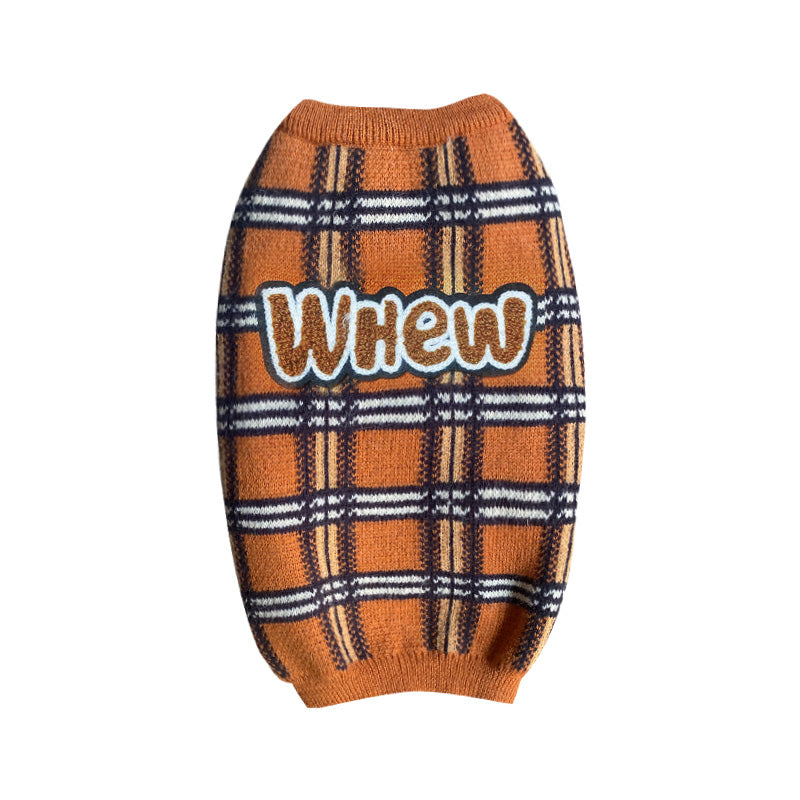 Vintage Plaid Pet Sweater Cozy Warm Clothing
