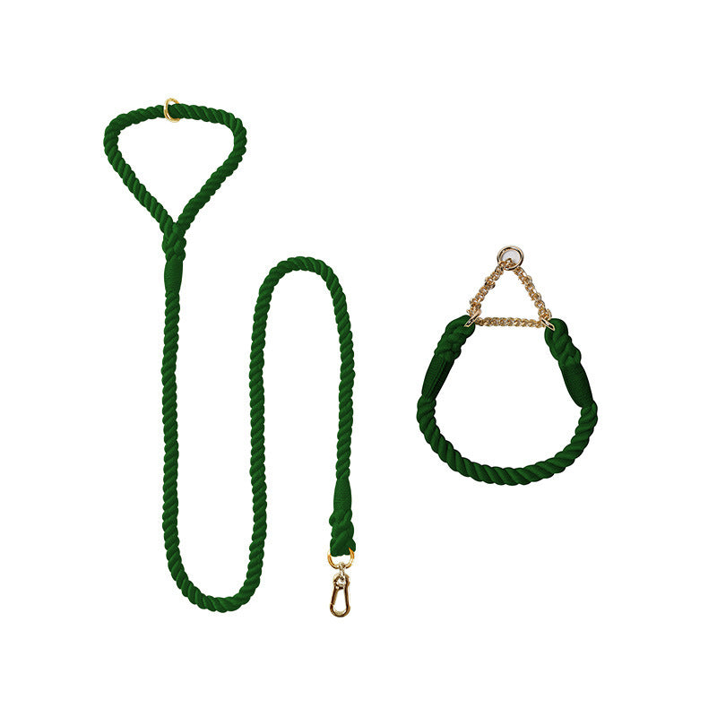 Woven Cotton Pet Leash And Collar Set Durable Comfortable