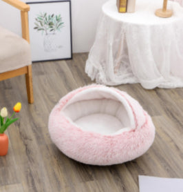 2 In 1 Round Plush Warm Pet Winter Bed House