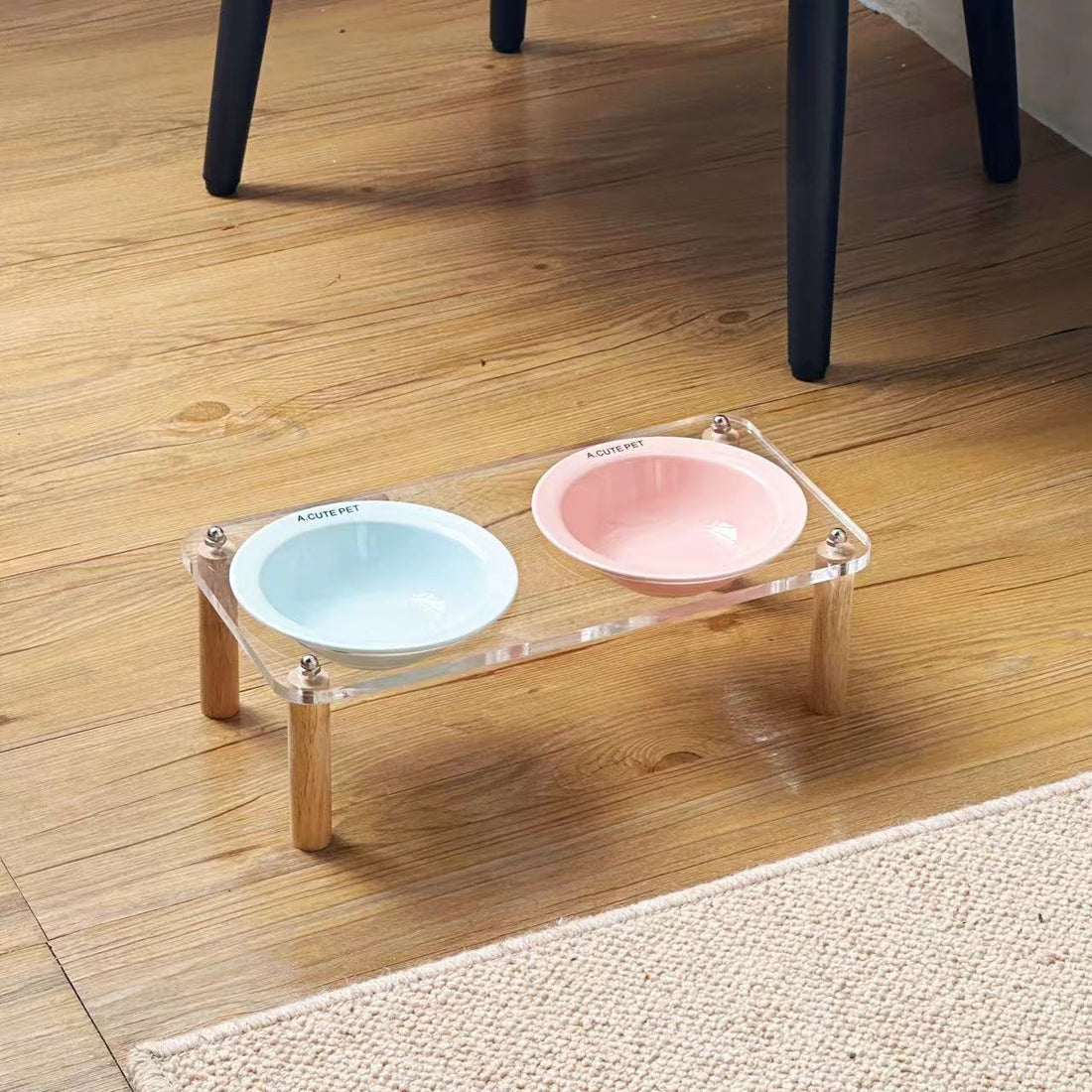Anti Tumble Ceramic Double Bowl Pet Feeding Water Holder