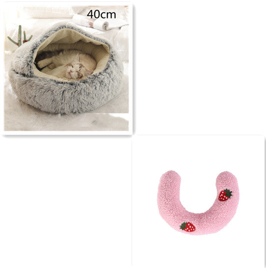 2 In 1 Round Plush Warm Pet Winter Bed House