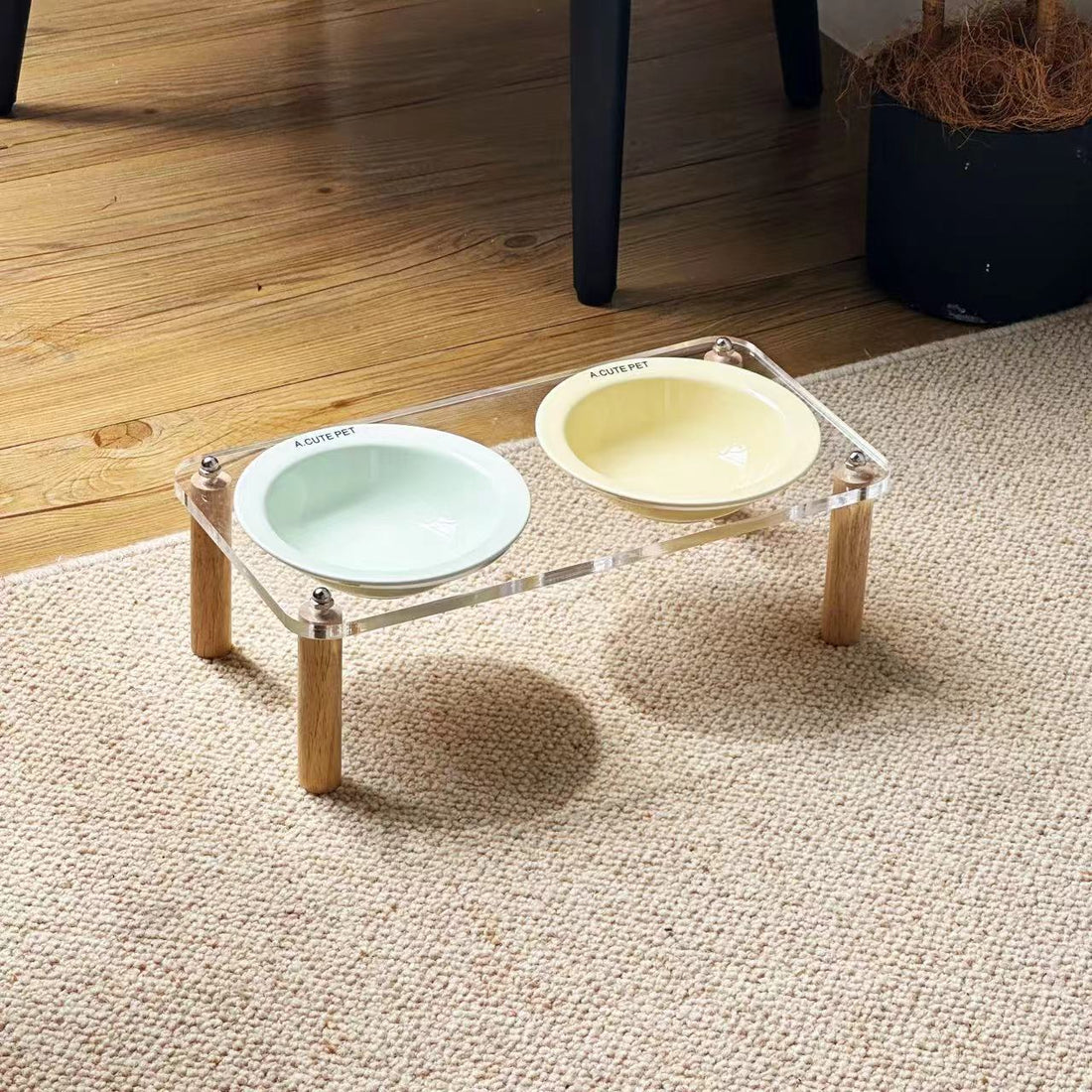 Anti Tumble Ceramic Double Bowl Pet Feeding Water Holder