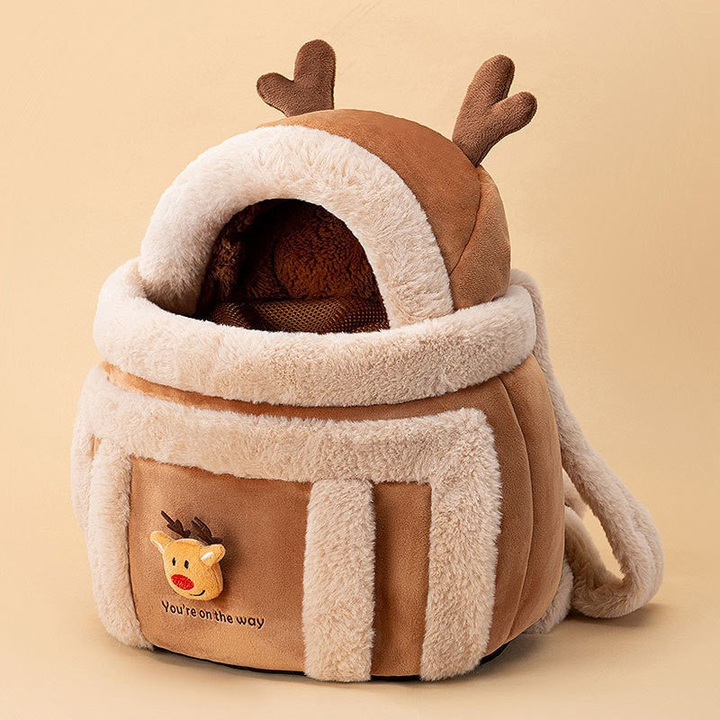 Animal Shaped Portable Pet Backpack Diaper Style Shoulder Bag