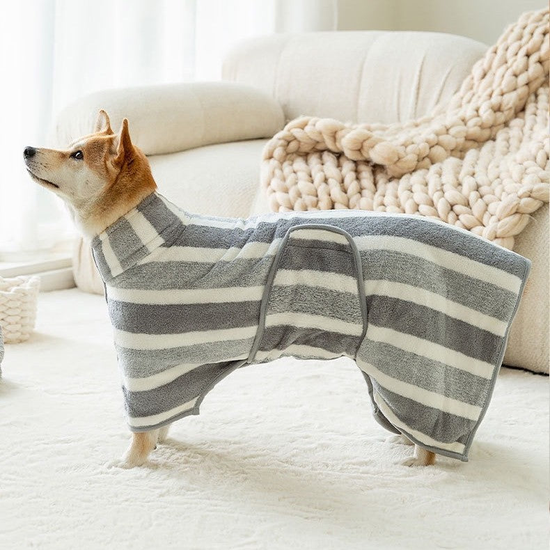 Pet Bath Robe Absorbent Towel Drying Apparel Wrap