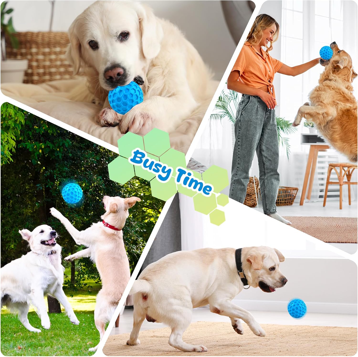 Pet Indestructible Squeaky Chew Ball Interactive Durable Toy