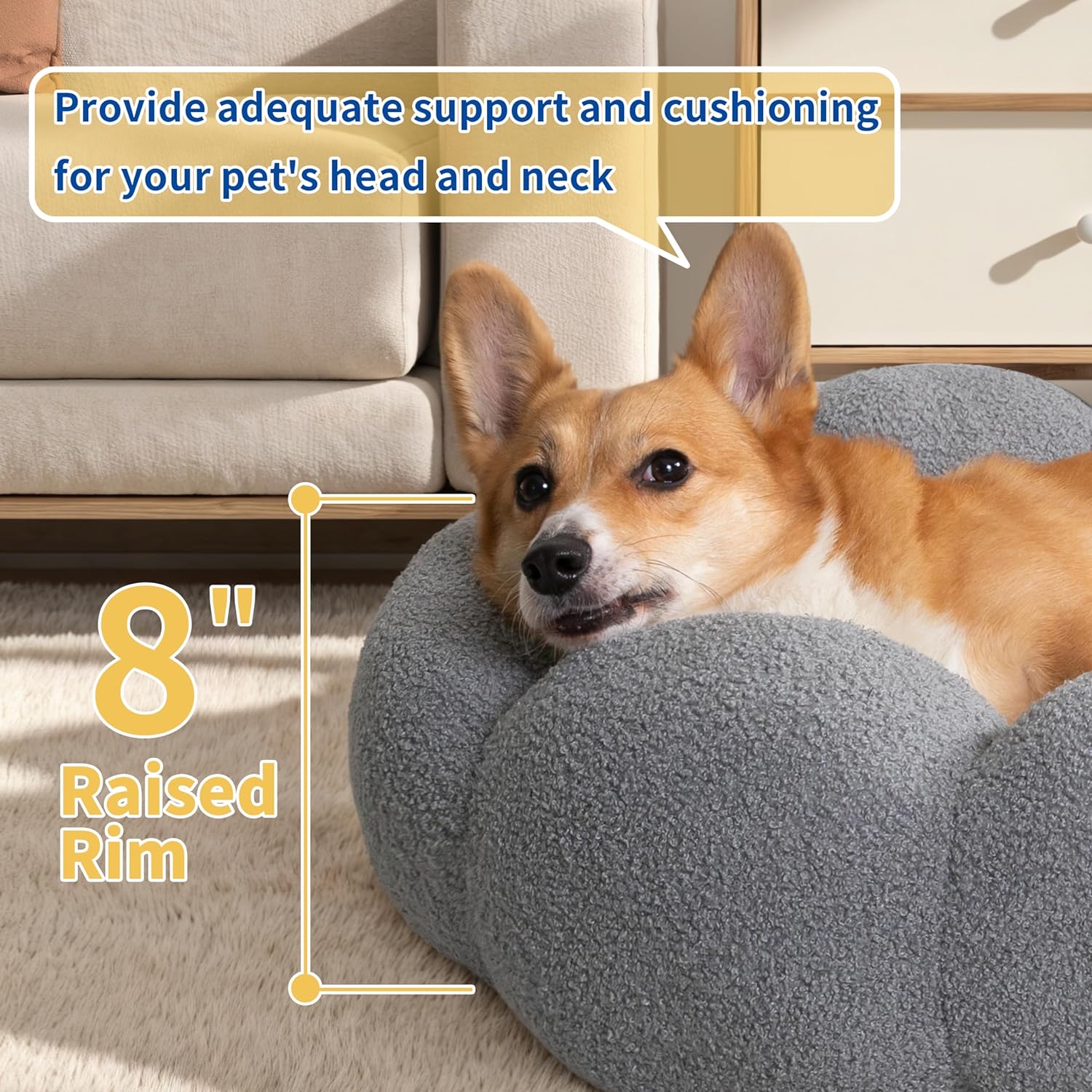Fluffy Round Calming Plush Donut Pet Bed With Non Slip Base