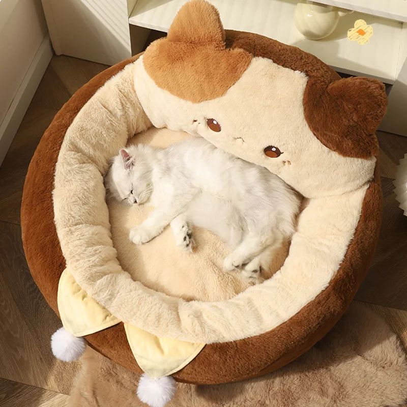 Round Plush Winter Warm Pet Sofa Cushion Nest Bed