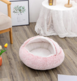2 In 1 Round Plush Warm Pet Winter Bed House