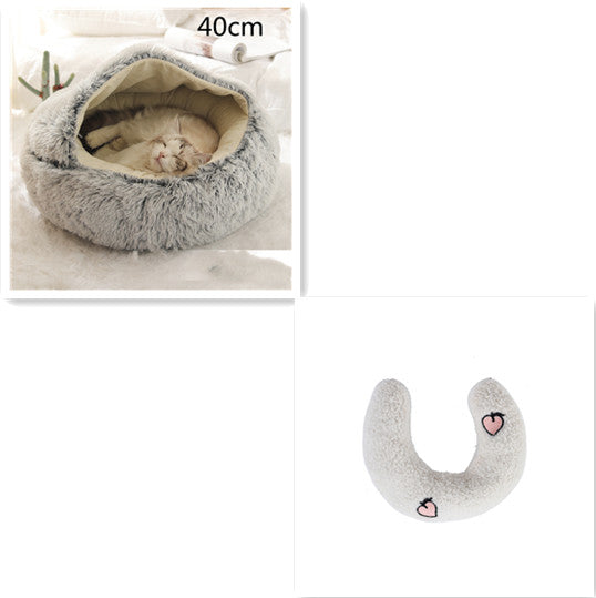 2 In 1 Round Plush Warm Pet Winter Bed House