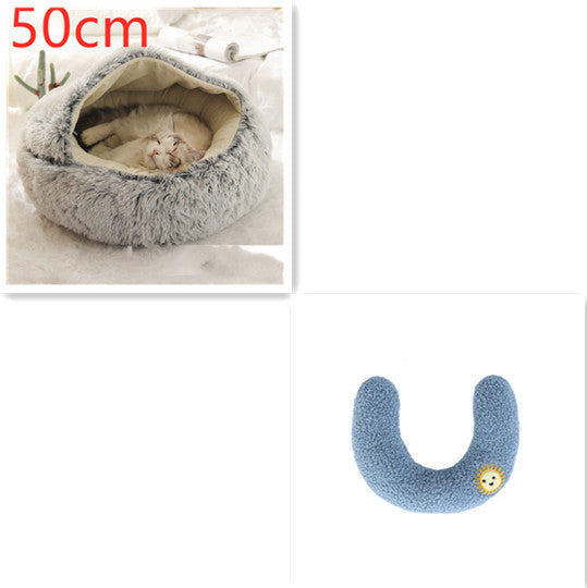 2 In 1 Round Plush Warm Pet Winter Bed House