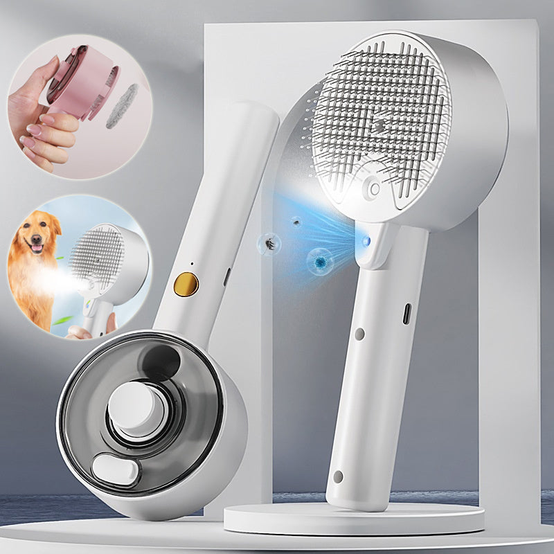 Self Cleaning Pet Steam Grooming Hair Removal Brush
