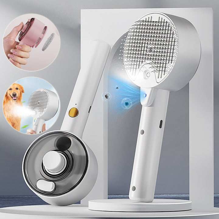 Self Cleaning Pet Steam Grooming Hair Removal Brush
