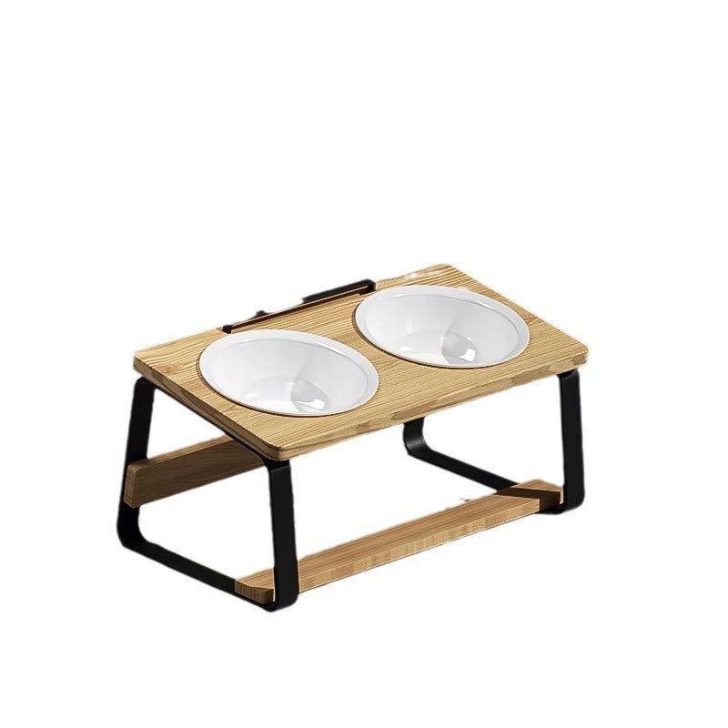 Ceramic Double Bowl Pet Water Feeding Station Cervical Spine Support