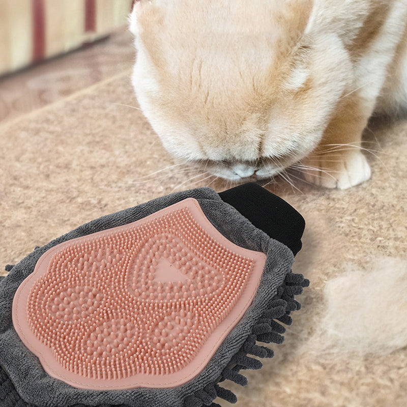 2 In 1 Pet Bathing Grooming Glove Massage Brush Tool