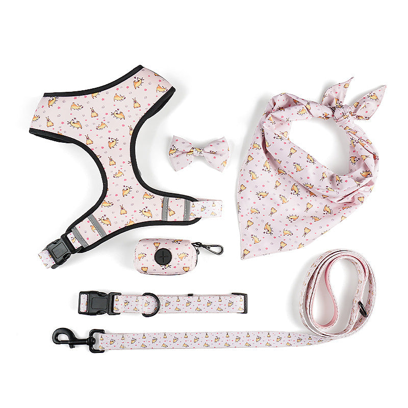 Bow Design Pet Harness And Leash Set Adjustable Comfortable