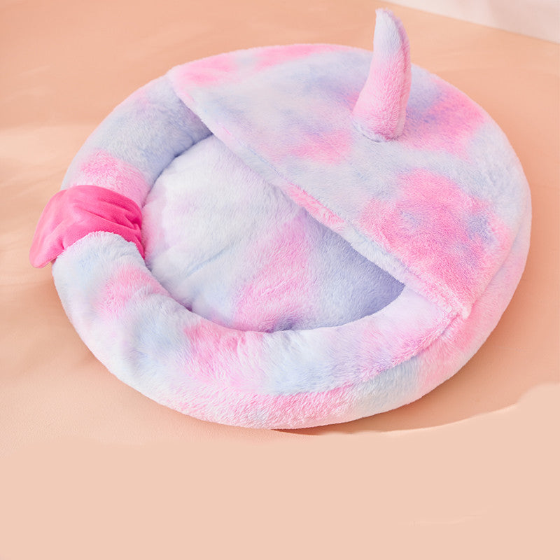 Enclosed Warm Winter Plush Pet Sleeping Bed